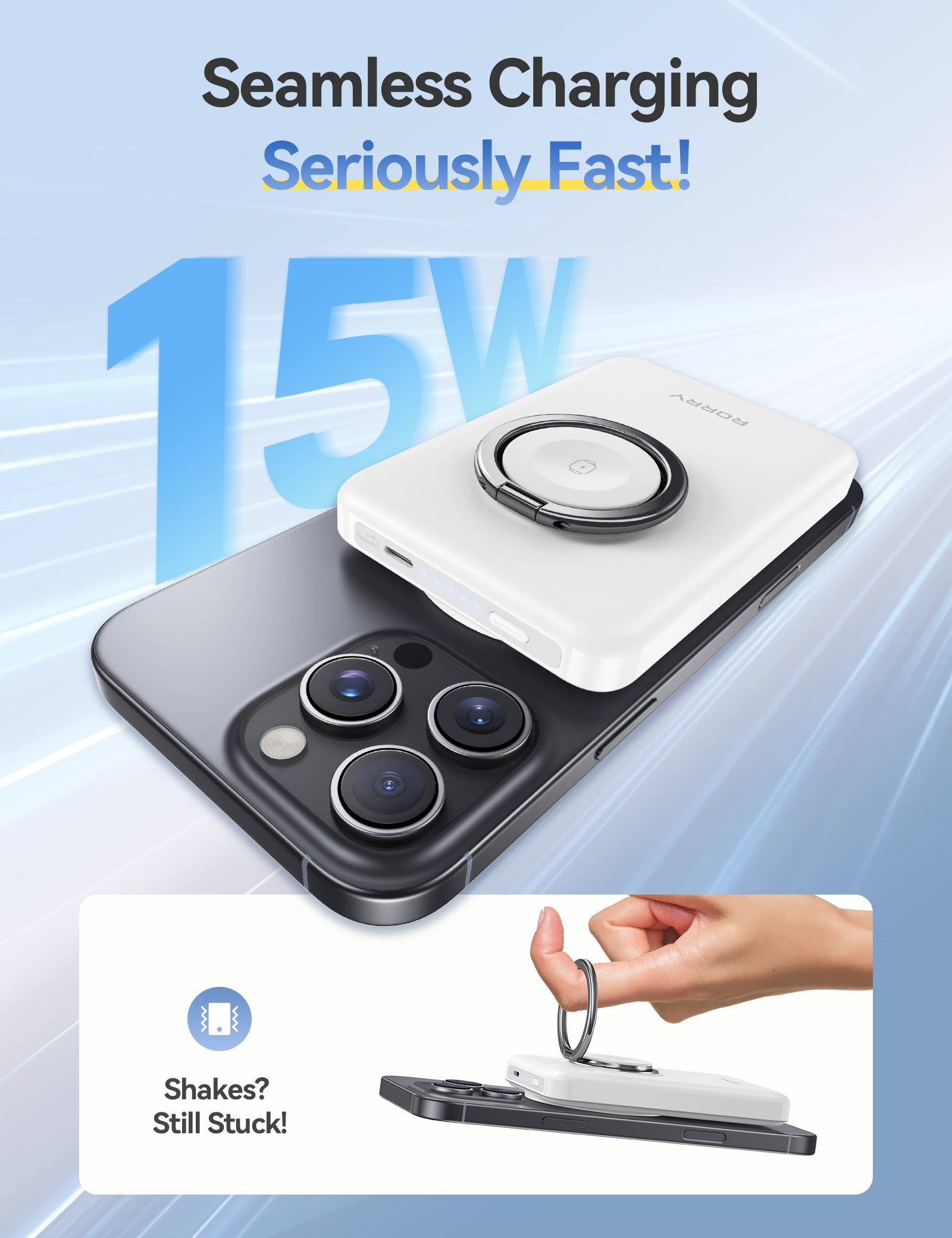 RORRY P1-10000mAh Magsafe Power Bank with Phone Ring