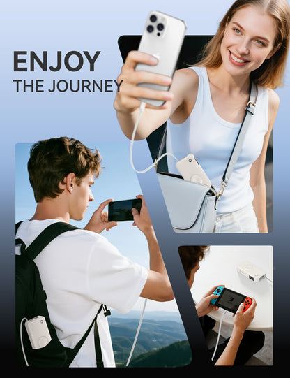 RORRY H1 10000mAh Portable Charger 30W Fast Charging Power Bank with Built-in Retractable Cables