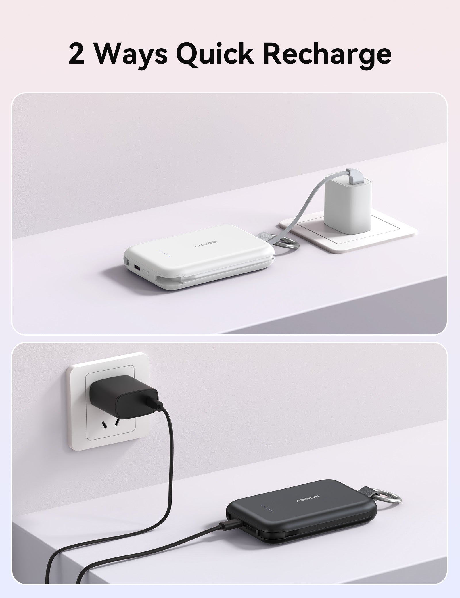 RORRY T1-10000mAh Portable Charger Keychain Power Bank 30W