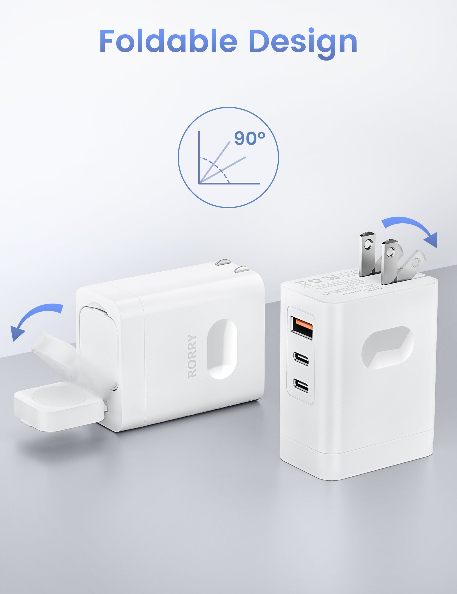 RORRY CB01 Type-C Dual Foldable Plug Wall Charger Block