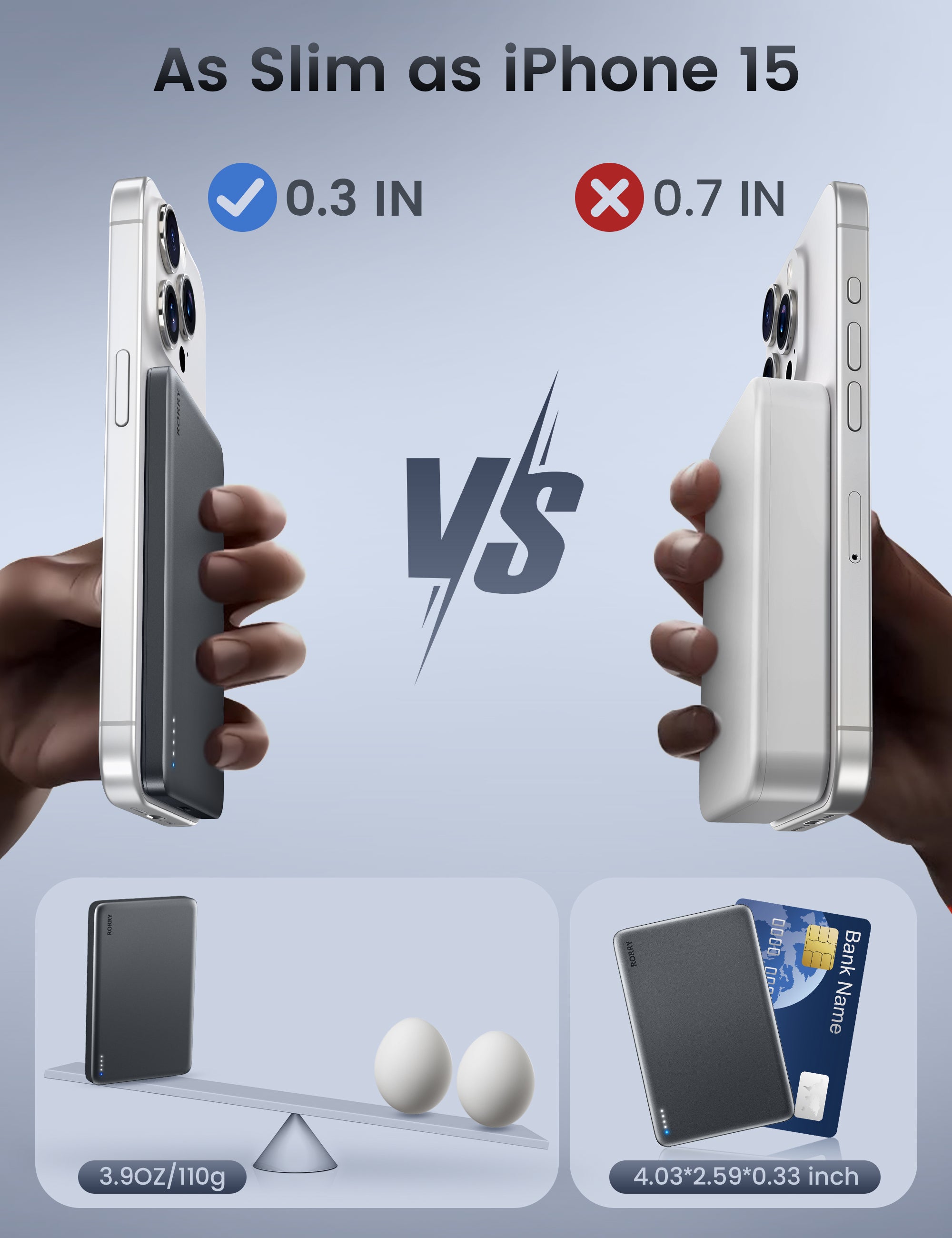 RORRY D14 Magsafe Power Bank(5K,Slim)