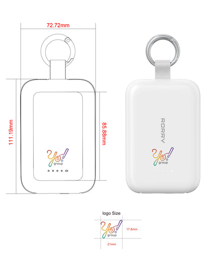Custom Logo RORRY CharmGo® T1-10000mAh Portable Charger Keychain Power Bank 30W